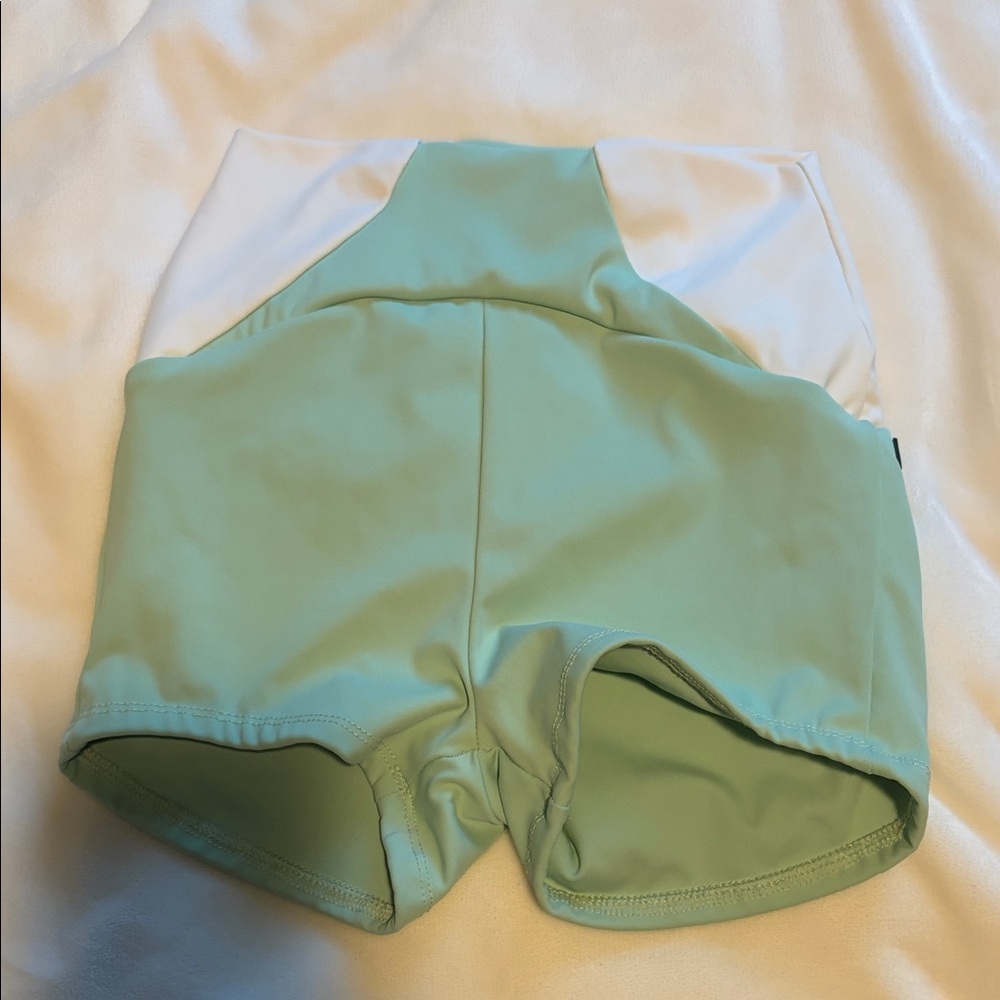 Tiger Friday AXS High-Rise Women's Athletic Shorts in Mint Green and White